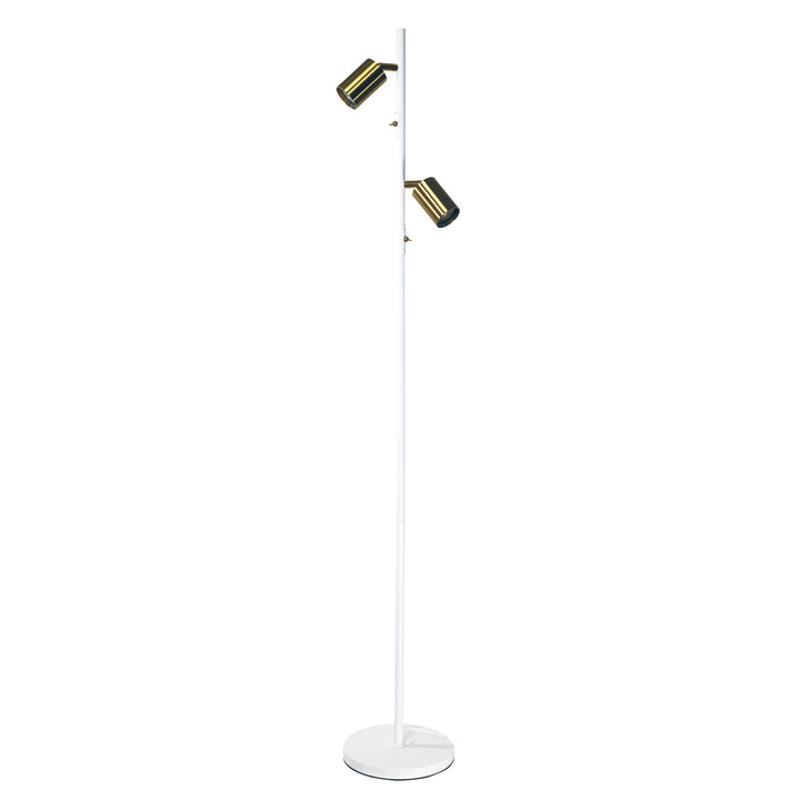 Ponte Twin Floor Lamp White/Satin Brass