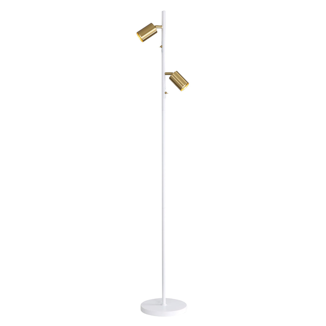 Ponte Twin Floor Lamp White/Satin Brass