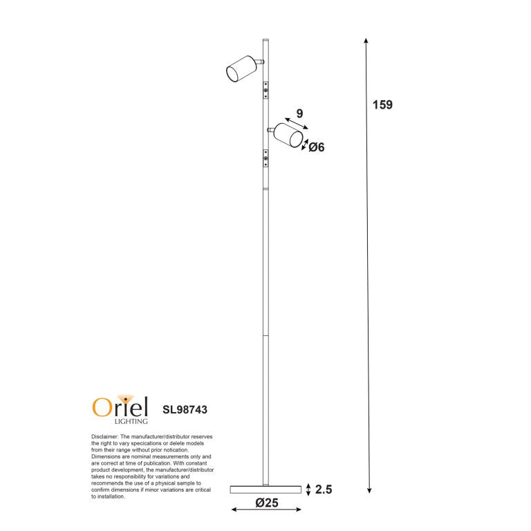 Ponte Twin Floor Lamp White/Satin Brass