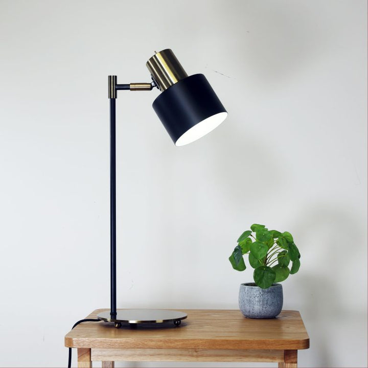 Ari Desk Lamp Black W/Ant Brass Head