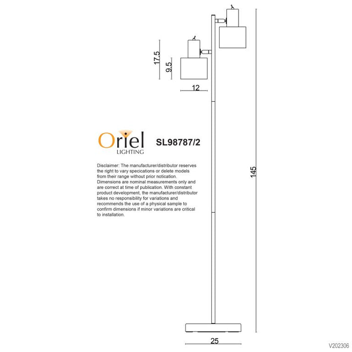 Ari Twin Floor Lamp Black W/Black