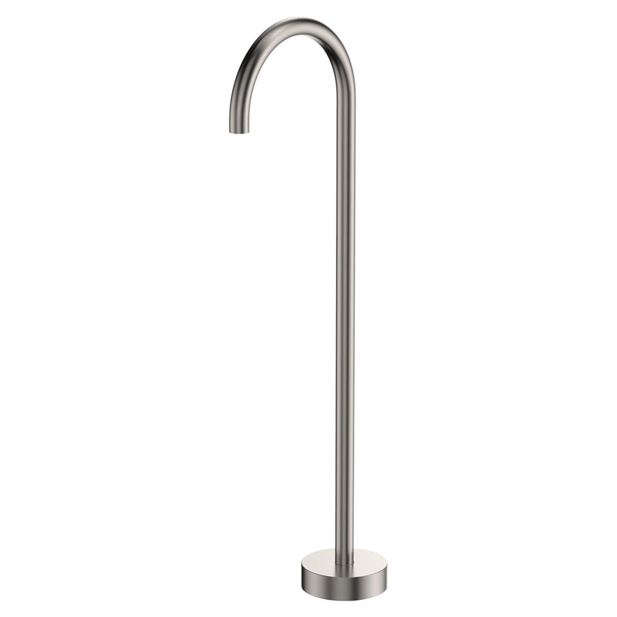 Kaya Gooseneck Floor Bath Outlet Brushed Nickel – Sleek Floor-Mounted Spout – Pilbara Bathroom Warehouse Perth and regional Western Australia