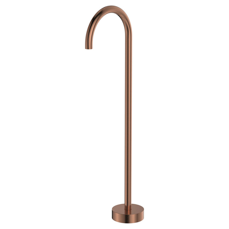 Kaya Gooseneck Floor Bath Outlet Brushed Copper – Warm Metallic Bath Spout – Pilbara Bathroom Warehouse Perth and regional Western Australia