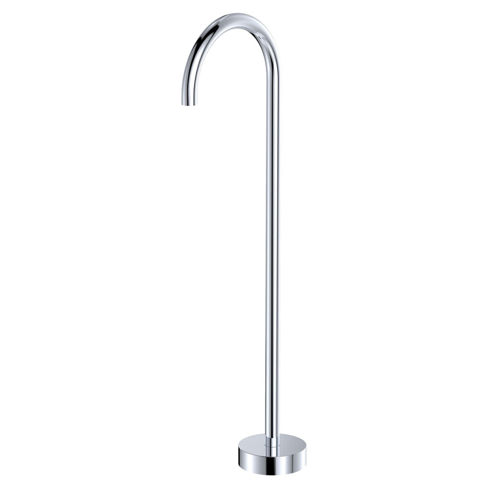 Kaya Gooseneck Floor Mounted Bath Outlet Chrome – Elegant Curved Floor Spout – Pilbara Bathroom Warehouse Perth and regional Western Australia
