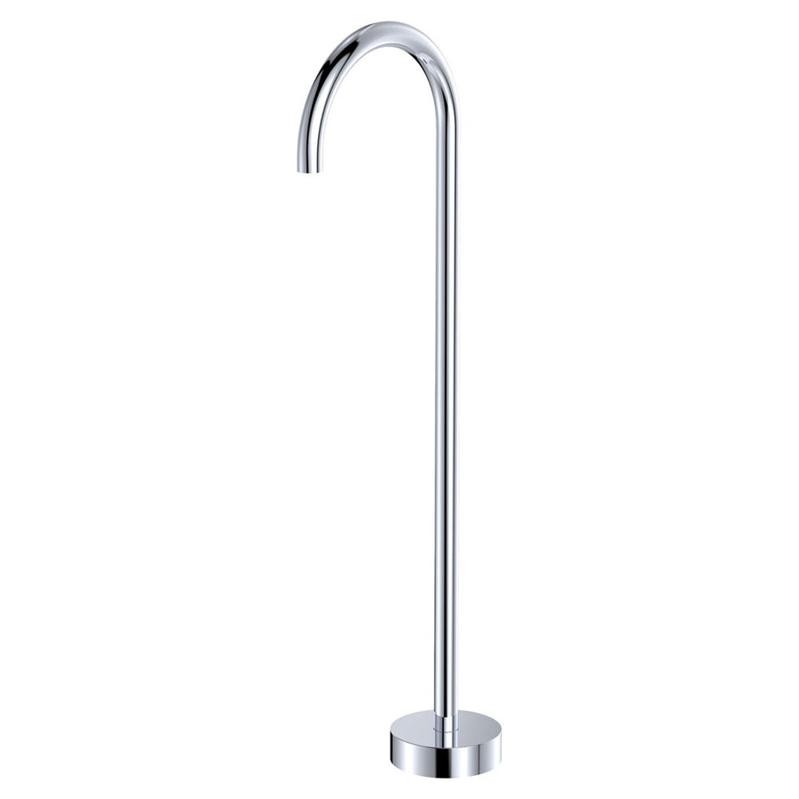 Kaya Gooseneck Floor Mounted Bath Outlet Chrome – Elegant Curved Floor Spout – Pilbara Bathroom Warehouse Perth and regional Western Australia
