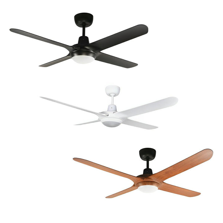56" Spyda AC Ceiling Fan Black, White, Titanium, Teak, Walnut with Light SPY1424-L Ventair