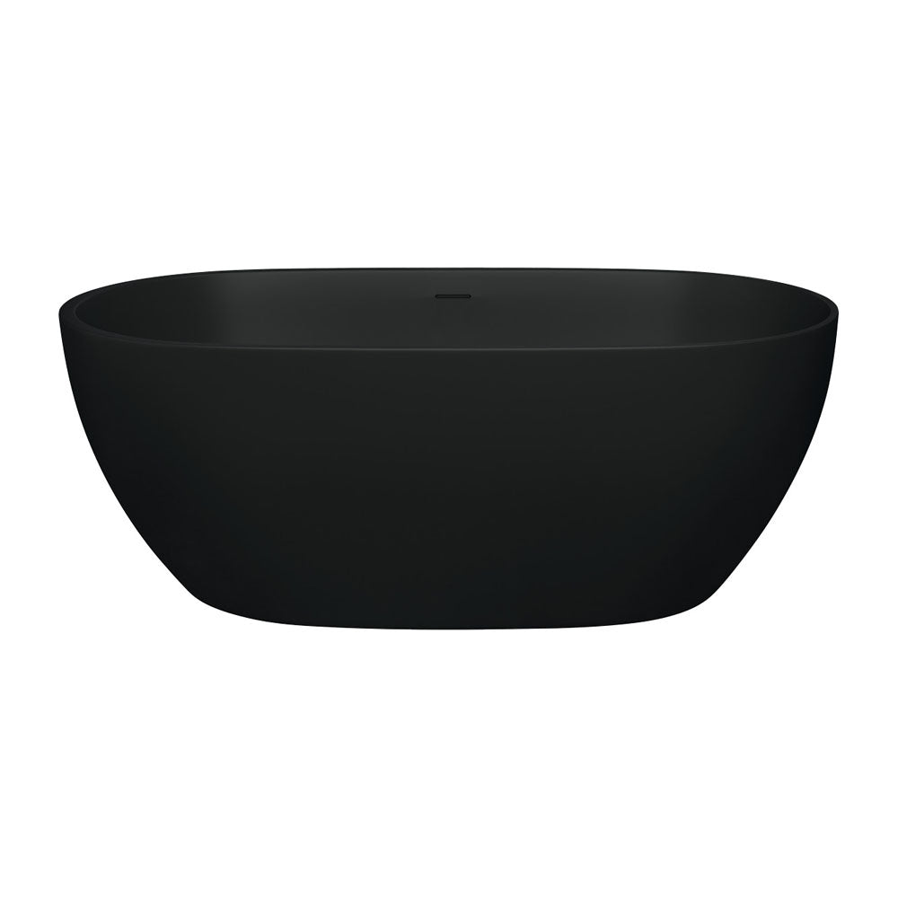 Luciana Solid Surface Bath Matte Black 1500mm – Compact Luxury Freestanding Bath – Pilbara Bathroom Warehouse Perth and regional Western Australia