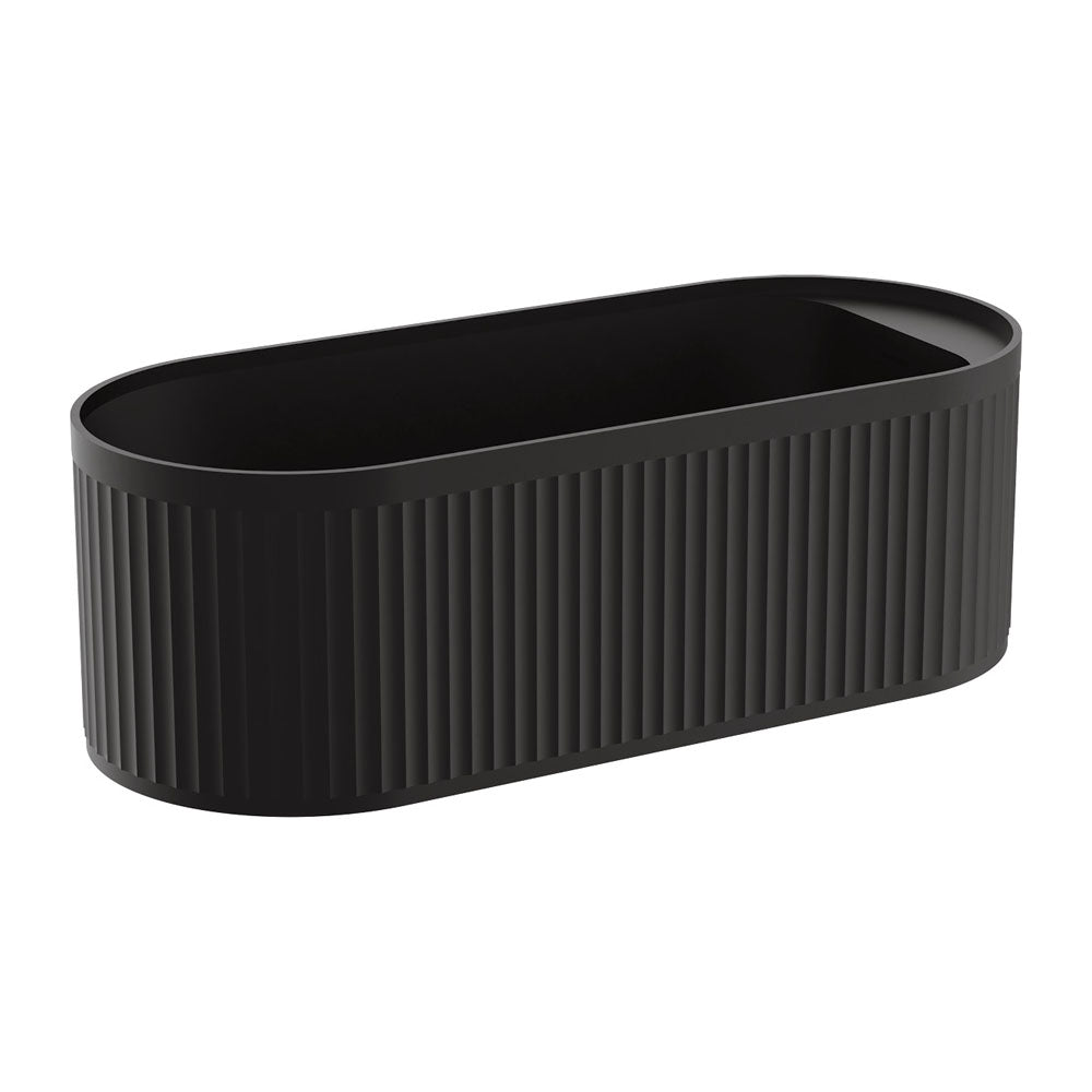 Minka Solid Surface Bath 1700mm Matte Black – Statement Black Freestanding Bath – Pilbara Bathroom Warehouse Perth and regional Western Australia