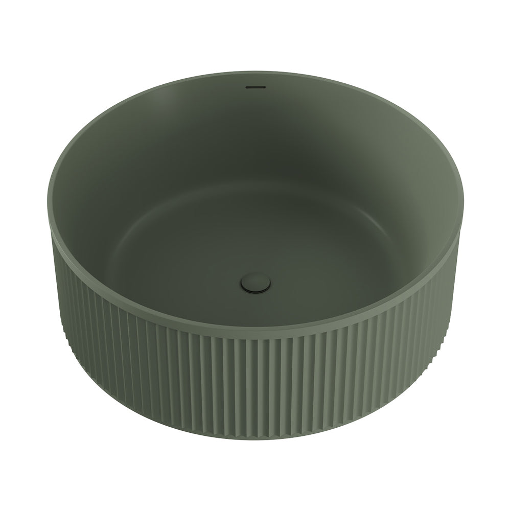 Minka Round Solid Surface Bath 1500mm Forest – Nature-Inspired Round Freestanding Bath – Pilbara Bathroom Warehouse Perth and regional Western Australia