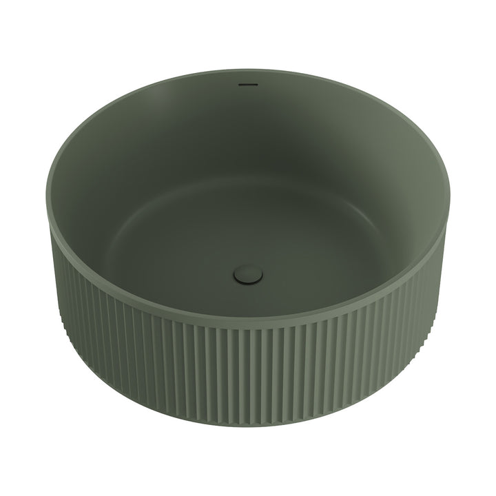 Minka Round Solid Surface Bath 1500mm Forest – Nature-Inspired Round Freestanding Bath – Pilbara Bathroom Warehouse Perth and regional Western Australia