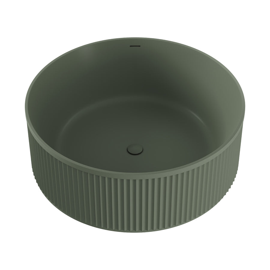 Minka Round Solid Surface Bath 1500mm Forest – Nature-Inspired Round Freestanding Bath – Pilbara Bathroom Warehouse Perth and regional Western Australia