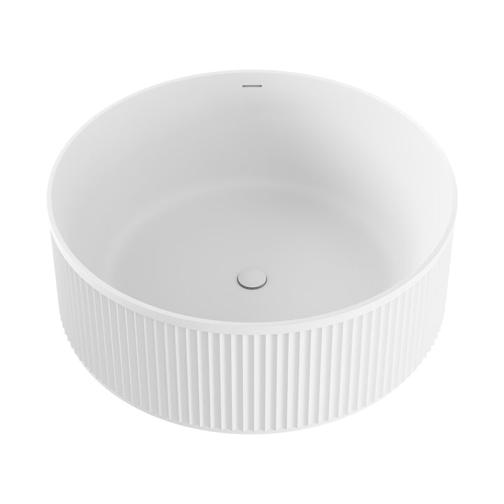 Minka Round Solid Surface Bath 1500mm Matte White – Elegant Round Freestanding Bath – Pilbara Bathroom Warehouse Perth and regional Western Australia