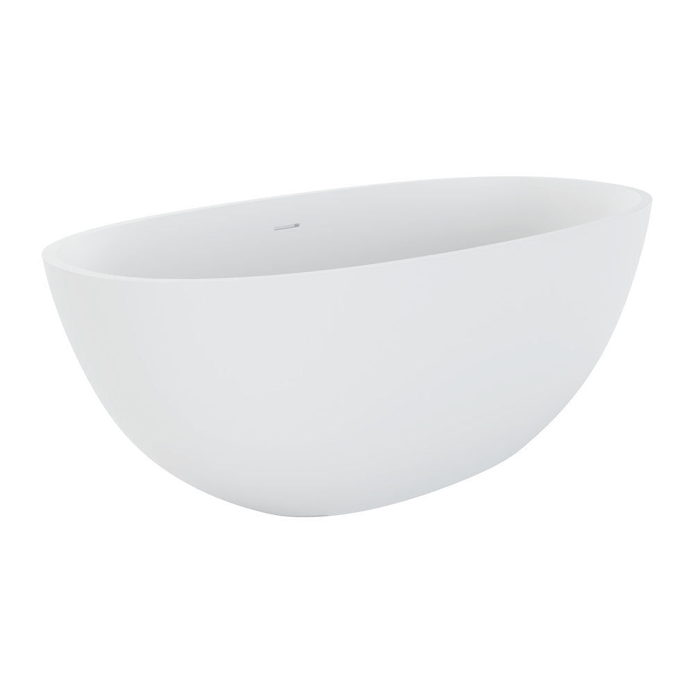 Sasso Solid Surface Bath 1550mm – Curved Minimalist Freestanding Bath – Pilbara Bathroom Warehouse Perth and regional Western Australia