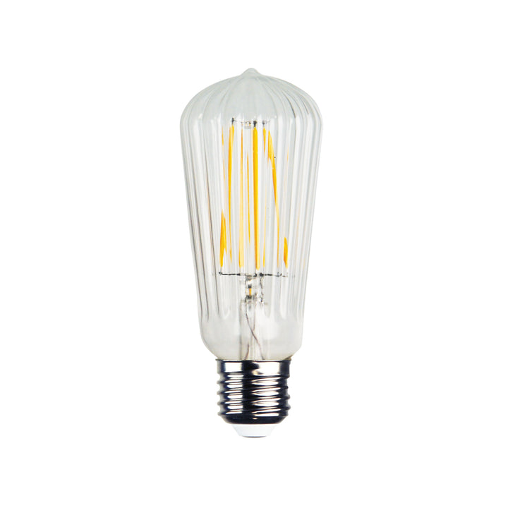 ST64 Ribbed LED Filament Globe – 2W E27 2200K