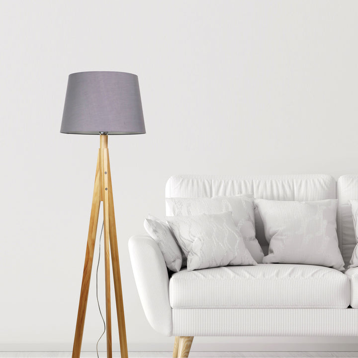 STABB Complete GREY Tripod Lamp with Shade