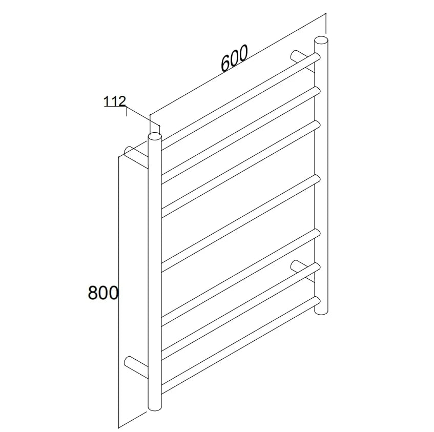 Sarento Heated Towel Rail 600x800mm Brushed Nickle Round