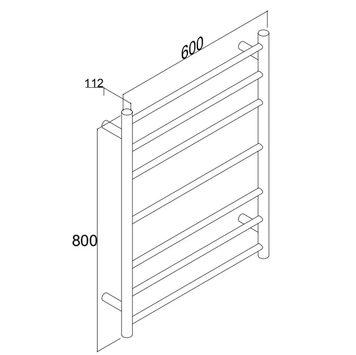 Sarento Heated Towel Rail 600x800mm Brushed Nickle Round