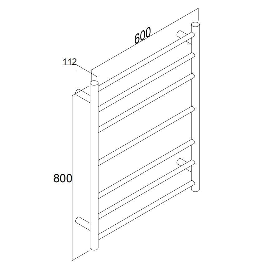 Sarento Heated Towel Rail 600x800mm Matte Black Round
