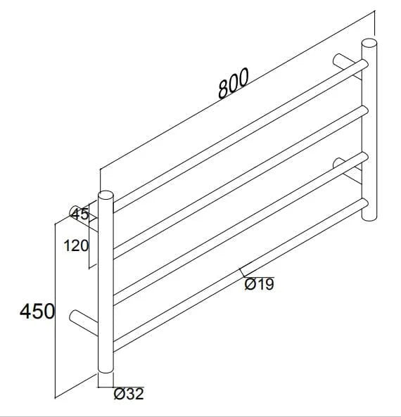 Sarento Heated Towel Rail 800x450mm Chrome Round