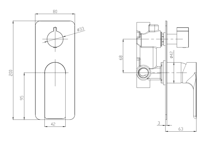 Sky Wall Mixer Handle, Body & Back Plate with Diverter B/Nic
