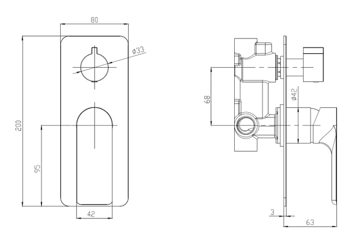 Sky Wall Mixer Handle, Body & Back Plate with Diverter B/Nic