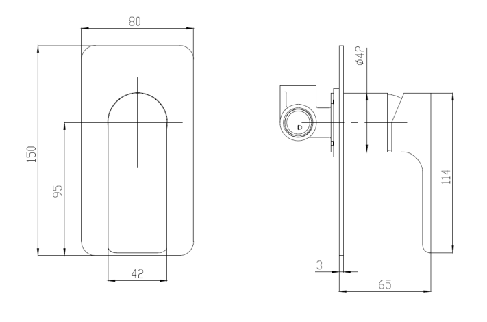 Sky Wall Mixer Handle, Body & Square B/Plate Chrome