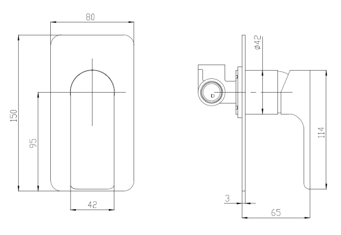 Sky Wall Mixer Handle, Body & Square B/Plate Black