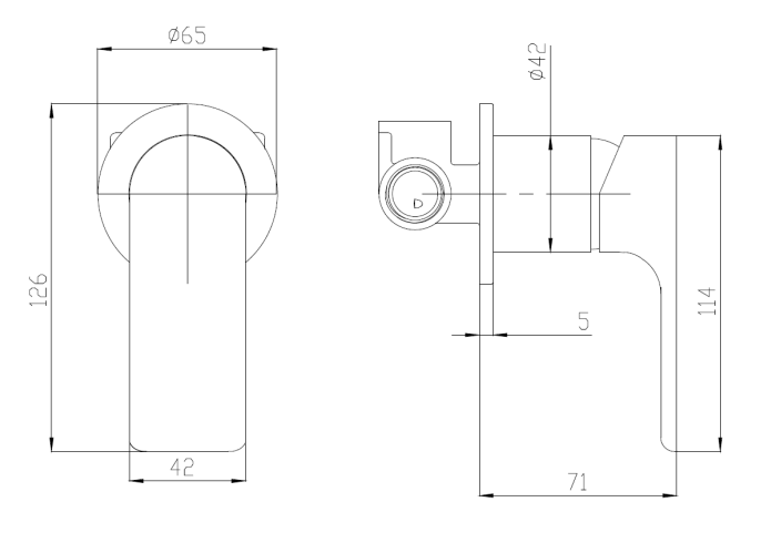 Sky Wall Mixer Handle, Body & Round B/Plate Black