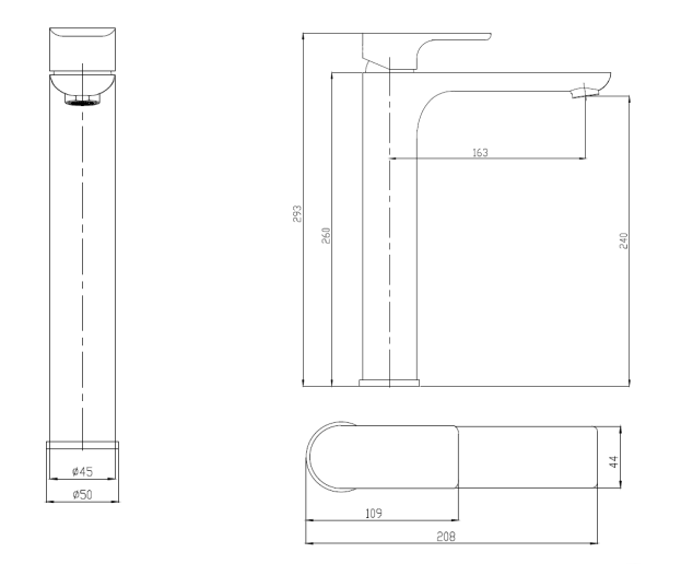 Sky Hi Rise Basin Mixer Black