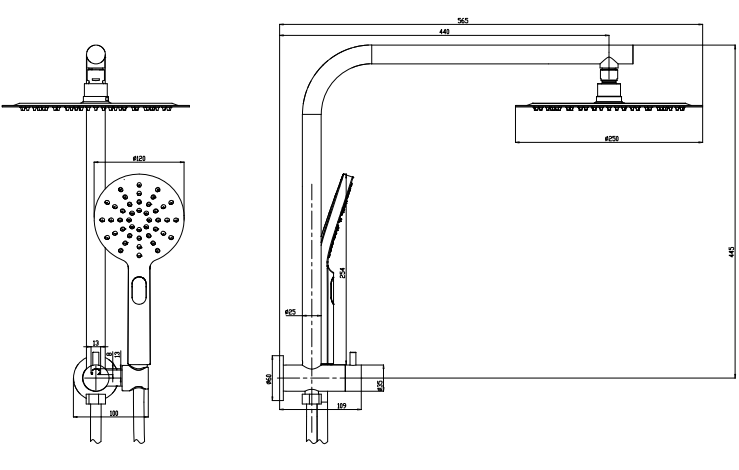 Sky Twin Shower Round Gun Metal