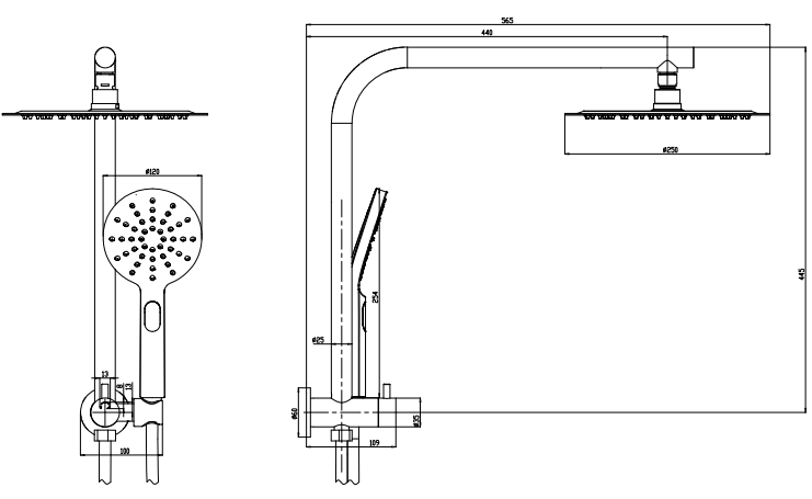 Sky Twin Shower Round Brushed Nickel