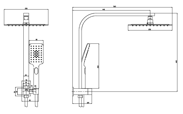Sky Twin Shower Square Gun Metal
