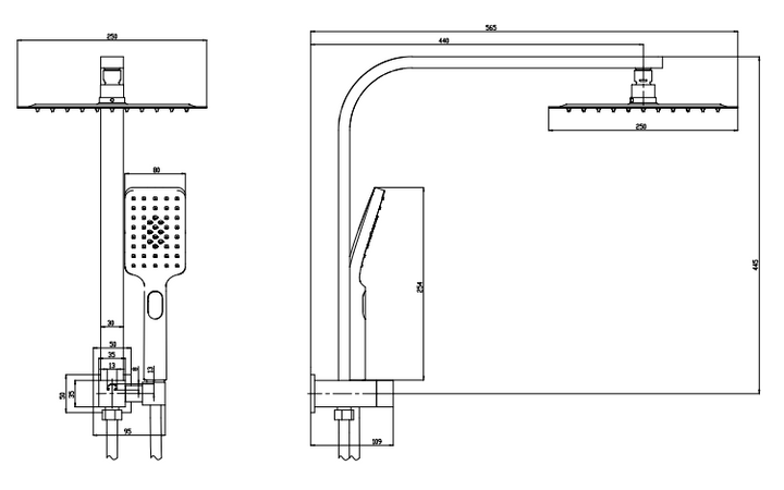Sky Twin Shower Square Gun Metal