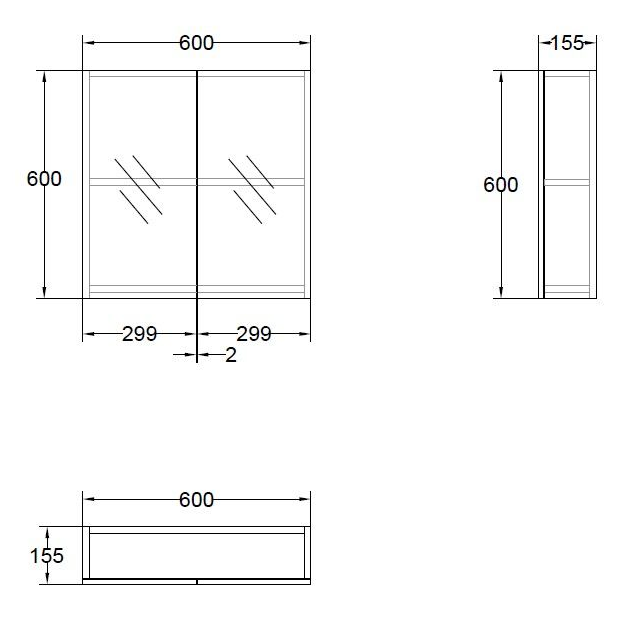 60cm Jessica PVC Shaving Cabinet