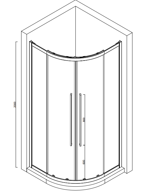 Alpine Curved Corner Entry Shower 100cm Matte Black