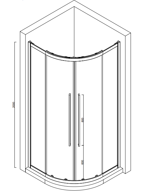 Alpine Curved Corner Entry Shower 90cm Silver