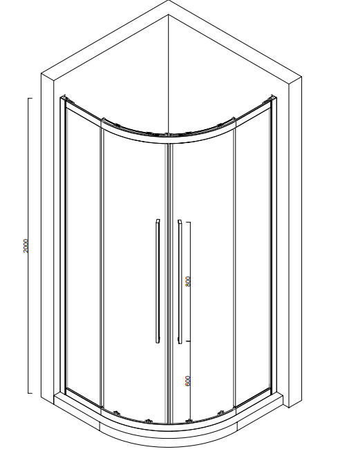 Alpine Curved Corner Entry Shower 100cm Silver