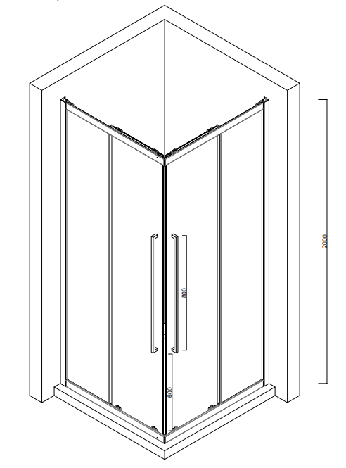 Square Corner Entry 90cm Matte Black (1x Side Only)