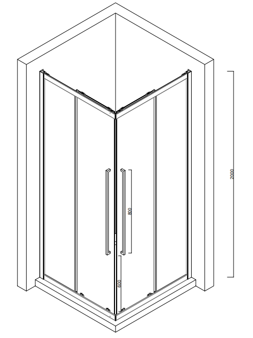 Alpine Square Corner Entry 100cm Silver (1x Side Only)