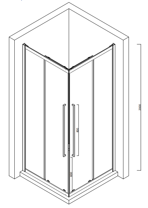 Square Corner Entry 120cm Matte Black (1x Side Only)