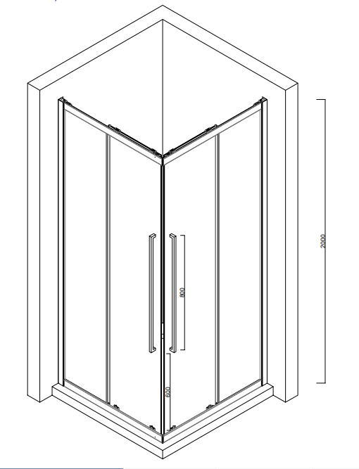 Alpine Square Corner Entry 120cm Silver (1x Side Only)