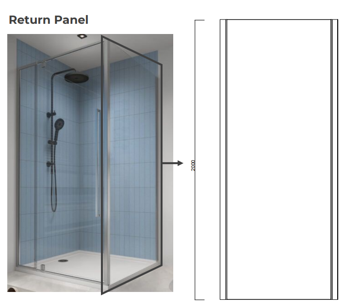 Alpine Shower Return Panel  80x200cm Silver