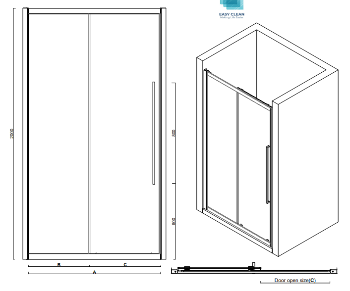 Alpine Sliding Shower Door 170x200cm Silver