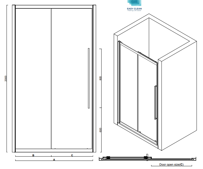 Alpine Sliding Shower Door 150x200cm Silver