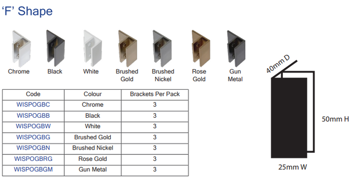 ‘F’ Shape Wall Brackets