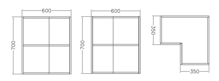 60cm Wall Unit Corner (Left-hand Hinge)