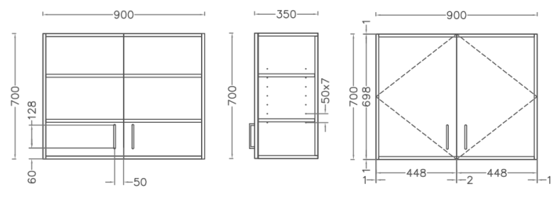 90cm Above Refrigerator Wall Unit