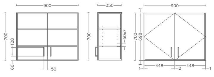 90cm Above Refrigerator Wall Unit