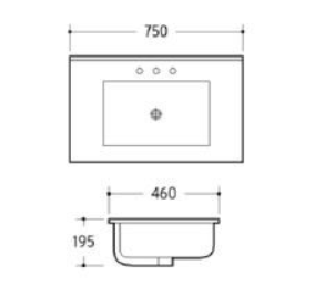 Vanity Top White Ceramic 75cm 1-Taphole