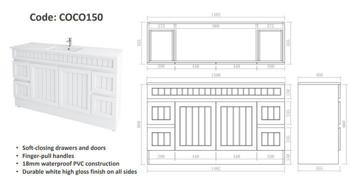 Courtney 150cm Cabinet Only